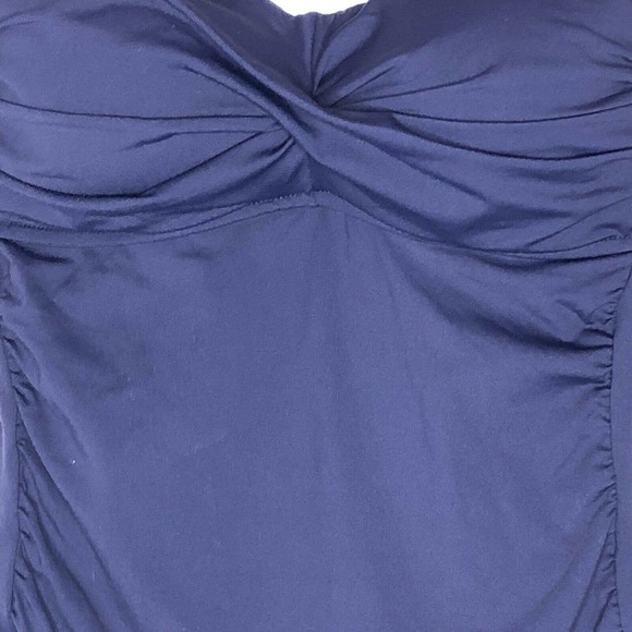 NEW Anne Cole Womens Twist Front Bandeaukini Top Size Small Tankini Navy Blue - Picture 4 of 7